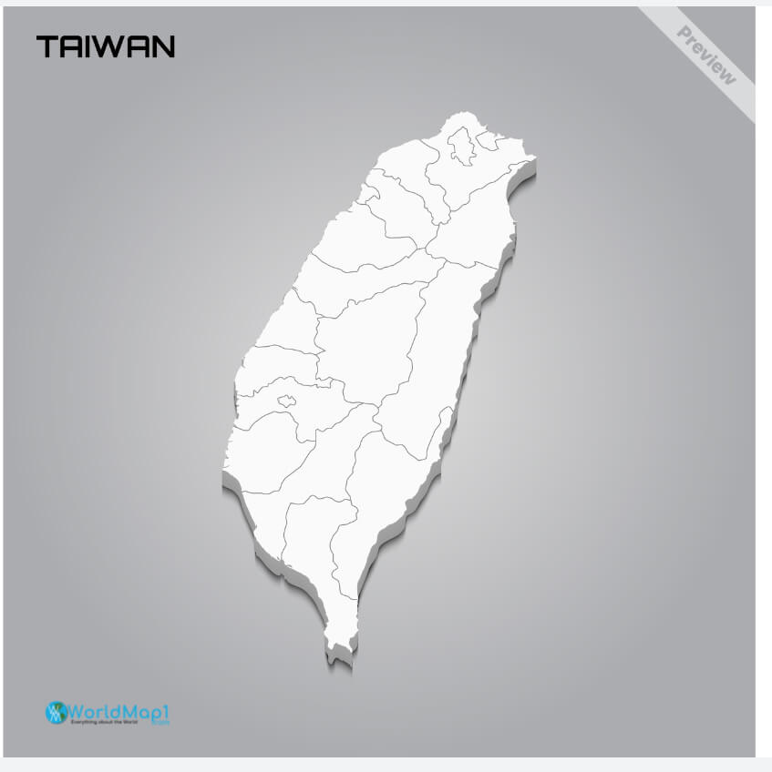 Taiwan White Blank Map